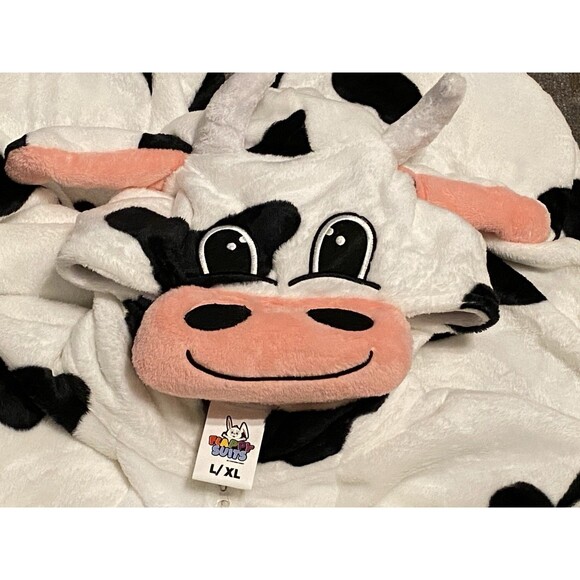 Cow Adult 1-Piece Farm Animal Halloween Cosplay Costume Flappy Suits Pajama L/XL - Picture 5 of 13